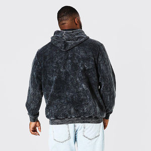 Sweat à capuche baggy délavé à l'acide avec logo personnalisé 100% coton éponge française sérigraphie bouffée sweats à capuche surdimensionnés délavés à l'acide pour hommes - Product Image 4