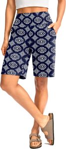 100% Cotton Quick Dry Board <b>Shorts</b> for <b>Ladies</b> Vintage Style Mid Waist Beach <b>Shorts</b> with Pockets Digital Printed <b>Swim</b> Trunk - Product Image 2