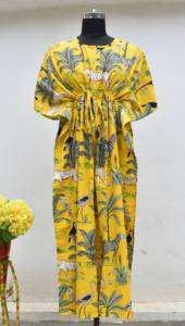 Ropa de dormir de algodón puro para mujer Kaftan de verano transpirable con patrón de Navidad para festivales y descanso - Product Image 6