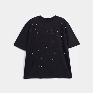 เสื้อยืดโอเวอร์ไซส์ผู้หญิงคุณภาพสูง ผู้ผลิต OEM แบบกำหนดเอง เสื้อยืดสีดำสุดฮิตปี 2025 - Product Image 5