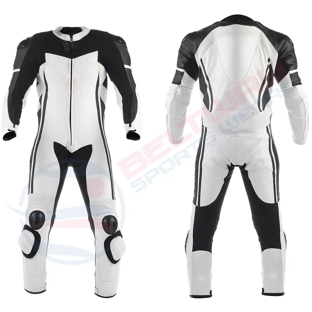 2024 Custom Made Hot Sale Kawasaki White and Black Motorbike Suits Kawasaki Motorcycle Leather Racing Suit CE Approved