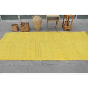 Vintage Turkish Rug, 4.6x9.9 ft Large Rug, <b>Yellow</b> Brown Floral Rug - Product Image 3