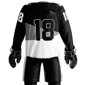 Ropa de equipo personalizada, suministro de fábrica, calidad superior, sublimación, uniformes de hockey sobre hielo, uniforme de hockey sobre hielo en blanco y negro - Product Image 5