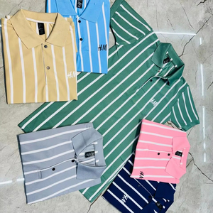 100% coton polyester/coton hommes pour T-shirts polo Styles rayés polyvalents pour toute occasion Guide définitif Desig définitif - Product Image 1