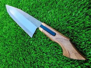 Cuchillo de chef hecho a mano con mango de madera y resina Hoja grabada de acero al carbono para uso en la cocina Aniversario y regalos de Navidad - Product Image 2