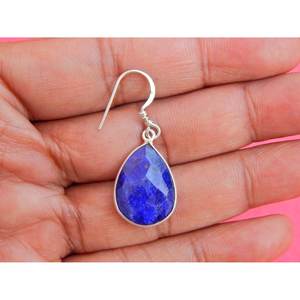 925 Sterling <b>Silver</b> Earring <b>Stud</b> Trendy Blue Sapphire Gemstone Handmade Earring Gift Idea-E0833-GS - Product Image 2