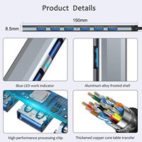 Hub USB 3,0 con 7 puertos, Hub USB C a USB 3,0 de aluminio para MacBook, Mac Pro Mini, iMac, PS4, PS5, Surface Pro, Flash Drive