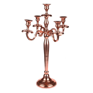 Rose <b>Gold</b> Metal <b>Candelabra</b> Table Decoration - Product Image 5