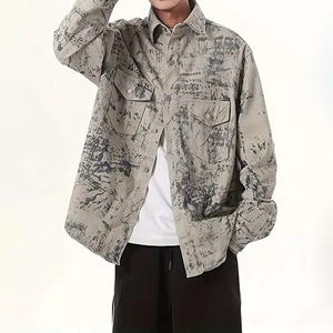 New Arrival <b>Lightweight</b> Breathable Canvas High Street <b>Denim</b> <b>Jacket</b> 100% Cotton Quick Dry Men's Stand Front Winter OEM Service - Product Image 5