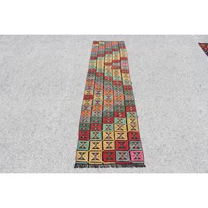 1.9x7.5 ft Vintage <b>Runner</b> Rug, Turkish <b>Red</b> Solid Rug - Product Image 1