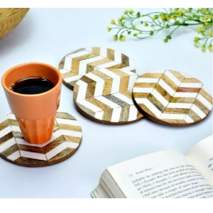 Accesorios de decoración para el hogar, posavasos de resina y diseño de madera para taza de té, vajilla real, posavasos, almohadillas - Product Image 2