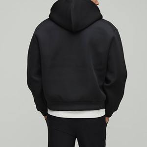 New arrived 2025 winter casual wear <b>hoodies</b> for men solid <b>black</b> color custom embroidered logo full <b>zip</b> <b>up</b> <b>hoodies</b> for men - Product Image 5