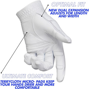 Gants de golf en cuir Cabretta perforé de luxe avec impression de logo de broderie d'étiquette personnalisée pour les événements ou la vente au détail - Product Image 3