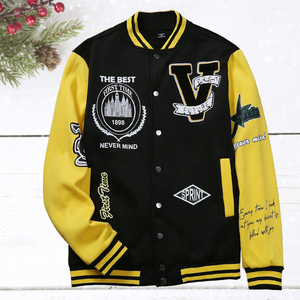 Chaqueta Universitaria de Lana y Cuero Premium al por Mayor para Hombre, Chaqueta de Béisbol con Logotipo Personalizado OEM, Bordado Chenille - Product Image 3