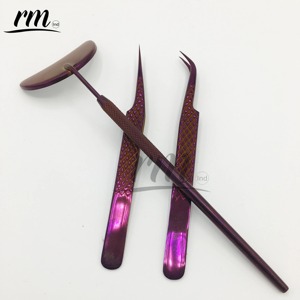 RMI Shine Purple Plasma Hot Selling Stainless Steel Eco-Friendly Eyelash Extension Tweezers Set Eyelash Mirror Best Quality - Product Image 2