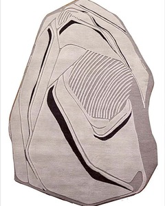Alfombra de lana con mechones a mano de lujo personalizada, diseño moderno de rayas abstractas en beige topo, hecha a mano en la India para uso doméstico - Product Image 6