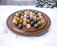 Jeu de société solitaire personnalisé en bois authentique fait à la main avec 37 billes naturelles jeu de solitaire cadeau de Noël