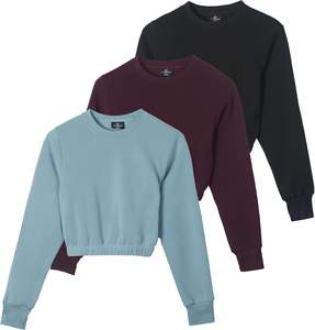 Haut court à manches longues en coton de haute qualité pour hommes et femmes sweat-shirt à col rond avec logo imprimé personnalisé solide teint uni pour l'hiver - Product Image 6
