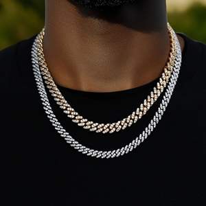 Venta caliente 925 Plata 14K Oro blanco 6mm Iced Cuban Link Collares Premium Accesorios para hombres - Product Image 3