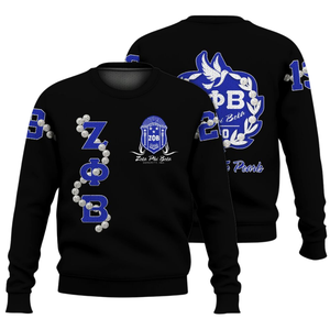 ZPhiB 1920 bleu blanc pull en tricot Zeta Phi Beta sororité vie grecque Chenille broderie divine neuf lettre pull - Product Image 3