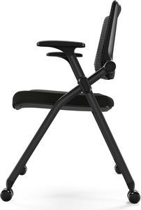 Foldable Office <b>Chair</b> <b>With</b> PU <b>Wheels</b> Ergonomic Mesh Bouncing Back, Stackable Conference Room <b>Chair</b>, Office Guest & Reception - Product Image 3