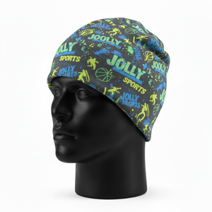 Gorro de Punto Jacquard de Poliéster Elástico Suave de 220 GSM, Estampado Azul Verde, Logotipo Personalizado por Sublimación, Estilo Cálido y Duradero - Product Image 2