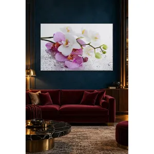 Impression sur toile Fida Orchidée rose et blanche sur verre mouillé - Product Image 1