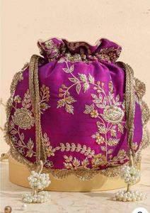 Sac Potli artisanal pour femmes, broderie ethnique, polyester écologique, emballage cadeau, sac à main en gros - Product Image 3