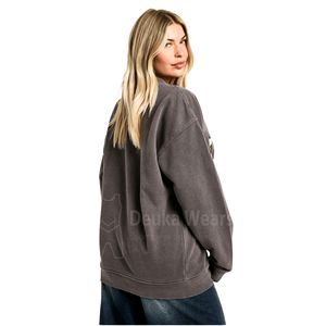 Sweat-shirts à col rond en molleton de coton personnalisés à faible MOQ, séchage rapide, manches tombantes personnalisées avec impression d'appliques sur mesure - Product Image 3