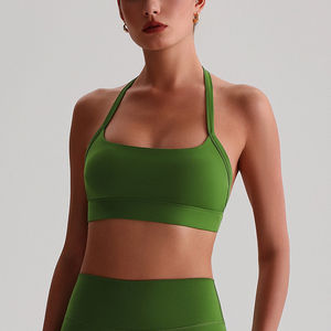 Sujetador deportivo de Yoga para mujer de alta calidad a la moda, Sujetador deportivo Halter para entrenamiento de gimnasio con logotipo personalizado estampado - Product Image 1