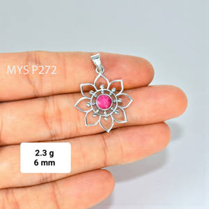 Colgante de Rubí Hecho a Mano con Plata de Ley, Piedras Preciosas, Venta al por Mayor de Colgantes de Plata con Joyería - Product Image 1