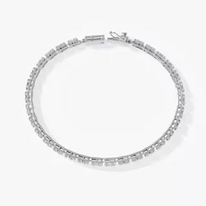 Moissanite diamant plaqué or blanc 925 Bracelet Tennis en argent sterling Bracelet Hip Hop Bijoux pour hommes femmes Bracelet Tennis 4mm - Product Image 3