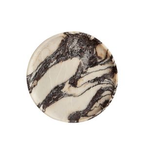 Plateau en marbre rond Black Blaze Linea Design rond élégant pour la décoration intérieure Plateau de service Plateau en marbre de luxe Pièce maîtresse décorative - Product Image 1