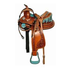 Selle occidentale personnalisée en cuir véritable marron foncé portable avec un nouveau design - Product Image 1