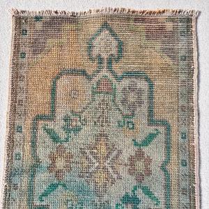 Vintage Rug, 1.5x2.4 ft Small Rug, <b>Brown</b> Blue <b>Wool</b> Rug - Product Image 5