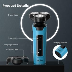 Kit de toilettage 5-en-1 alimenté par USB, rasoir électrique pour hommes avec triple lame et tête flottante, rasoir rotatif, étanche IPX7 - Product Image 1