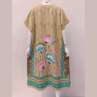 Camisón Juvenil Cómodo para el Día a Día, Largo hasta la Rodilla, de Rayón, Diseño Elegante, Estampado Floral Suave, Cintura Elástica, 2 Bolsillos