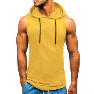 Jersey sin mangas de alta calidad para hombre, Sudadera con capucha de gimnasio, diseño personalizado, patrón sólido, logotipo frontal, impresión, calidad, teñido liso para invierno - Product Image 1
