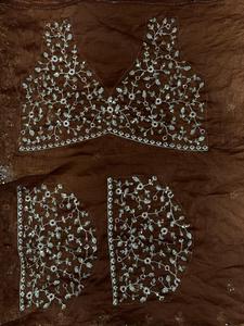 Boutique India hermosa impresionante diseñador indio Saree última blusa de lujo exclusiva nupcial fiesta étnica ropa de boda para mujeres - Product Image 3