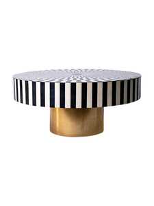 Branded Quality Handmade Black and White Floral Bone Inlay Bedside Stool Coffee Table Made of Wood for Decoration From India. - Product Image 2