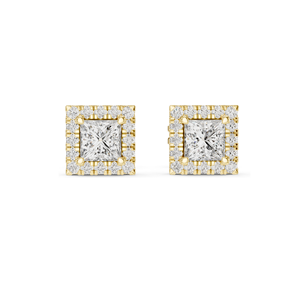 Pendientes de Diamante de Laboratorio con Corte Princesa de 1.288 CT, Claridad VVS-VS EF, Oro de 18KT, 14KT, 10KT y Plata 925, Oro Rosa, Amarillo, Blanco - Product Image 2