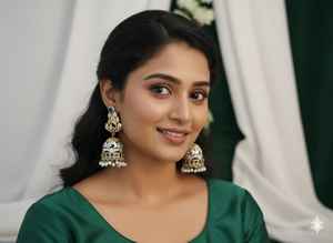 Boucles d'oreilles Jhumka bicolores style fusion antique, idéales pour les mariages, les fêtes, les tenues festives et les vêtements ethniques indiens - Product Image 5