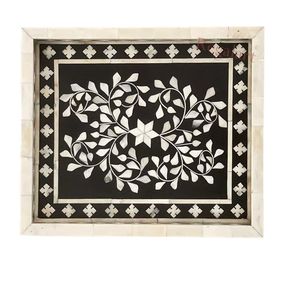Plateau de service en os incrusté de style Art déco de haute qualité pour mariage, Diwali, Ramadan et Eid - Moderne, élégant et multifonctionnel - Product Image 1