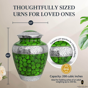 โกศใส่เถ้ากระดูกแบบยุโรป สีเขียว เป็นมิตรกับสิ่งแวดล้อม ทนทาน ปรับแต่งได้ ทำด้วยมือ ขนาด 10 นิ้ว ความจุ 220 คิวบิกอินช์ - Product Image 4