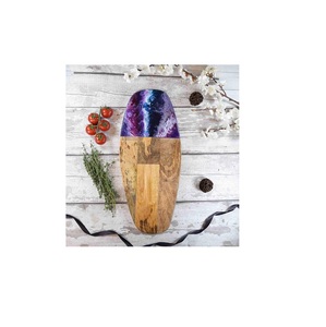 Planche de service de découpe en bois de noyer olive et résine époxy, décor artistique personnalisé pour aliments provenant de l'inde - Product Image 1