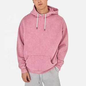 Wholesale OEM Men Solid 100% Cotton Winter Acid Washed Distressed Pullover Hoodie Outdoor Casual Hip Hop Hoodies - Product Image 1