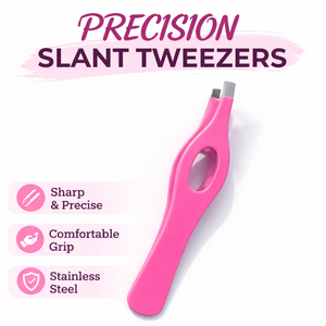 Pince à épiler professionnelle en acier inoxydable à pointe inclinée, manche ergonomique rose, outil de beauté pour l'épilation de précision - Product Image 5