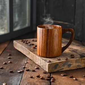 Handcrafted 250ml Premium Eco-Friendly Wooden Coffee <b>Mug</b> Natural Color Elegant and Unique with Double Wall Feature Set of 1 - Product Image 3