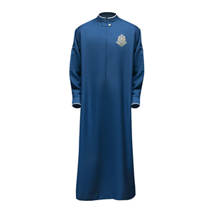Abbigliamento islamico per adulti Jalabiyas Jubbah ricamato Ramadan Thobe abito tradizionale blu Navy per adulti-per Eid <span class=keywords><strong>Online</strong></span> disponibile - Product Image 1