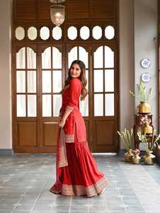 Nouveau look tendance, salwar kameez dupatta avec broderie lourde, travail de paillettes, réversible, séchage rapide, vêtements de fête, prix de gros - Product Image 6